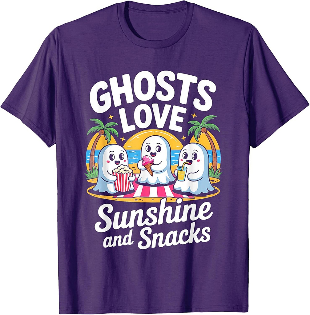 Cute Summerween Ghost Funny Beach Halloween T-Shirt