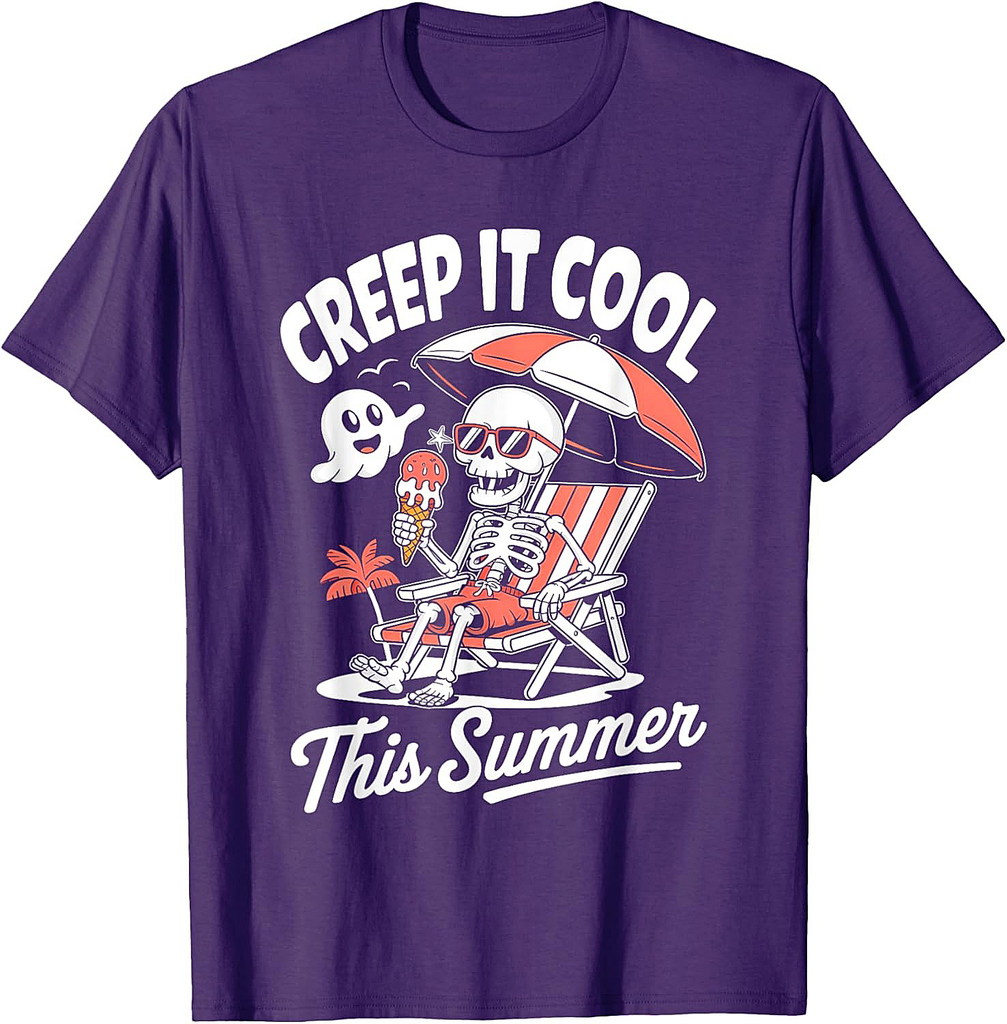 Cute Summerween Ghost Funny Beach Halloween T-Shirt