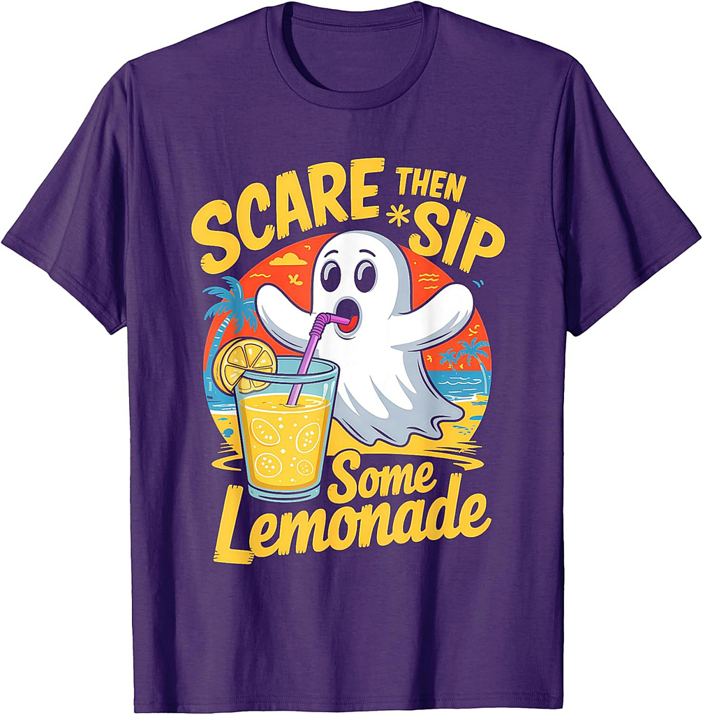 Cute Summerween Ghost Funny Beach Halloween T-Shirt
