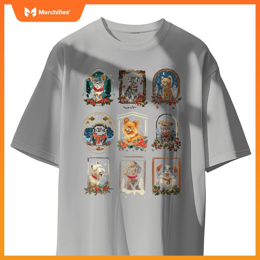 Cute Vintage Christmas Dogs T-Shirt