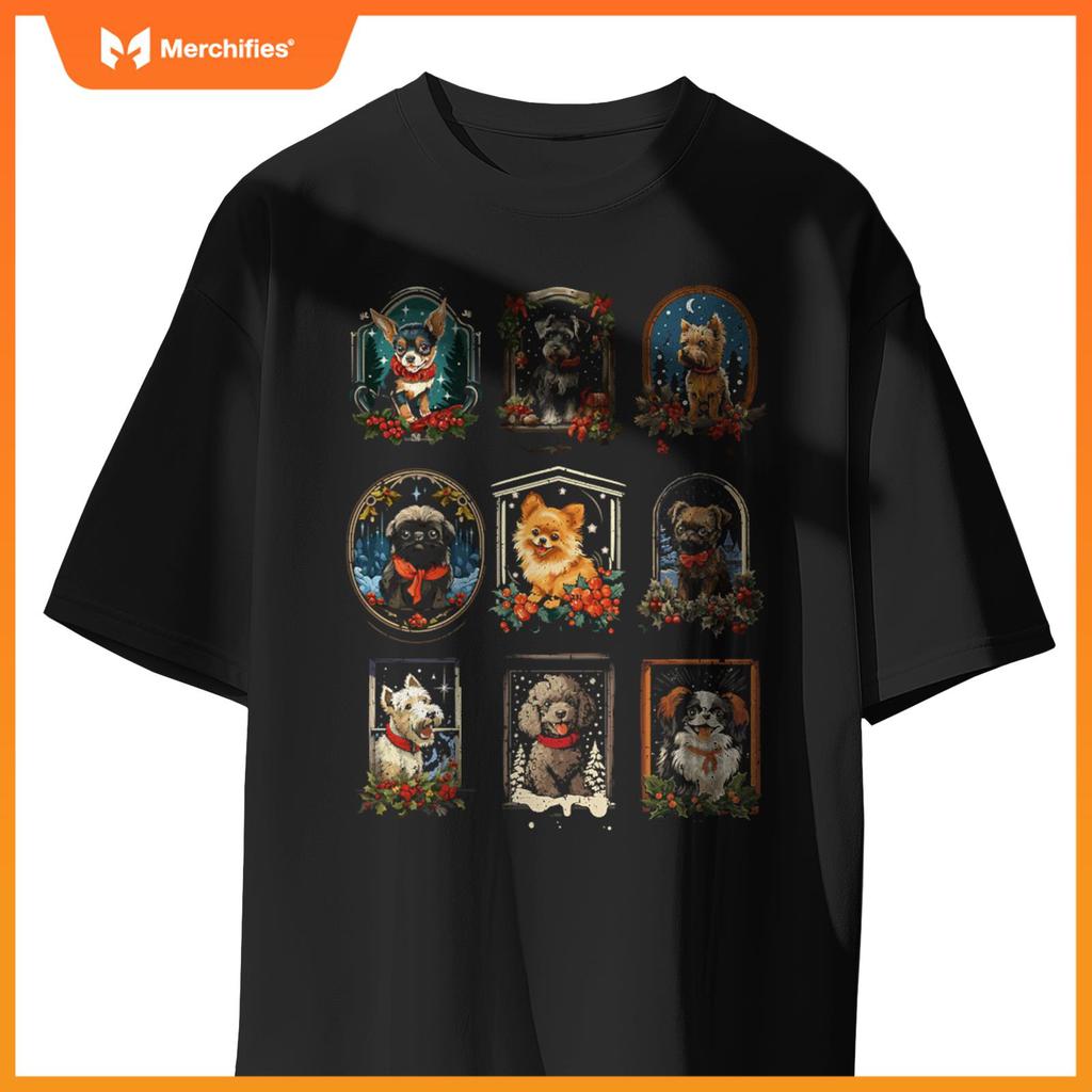 Cute Vintage Christmas Dogs T-Shirt