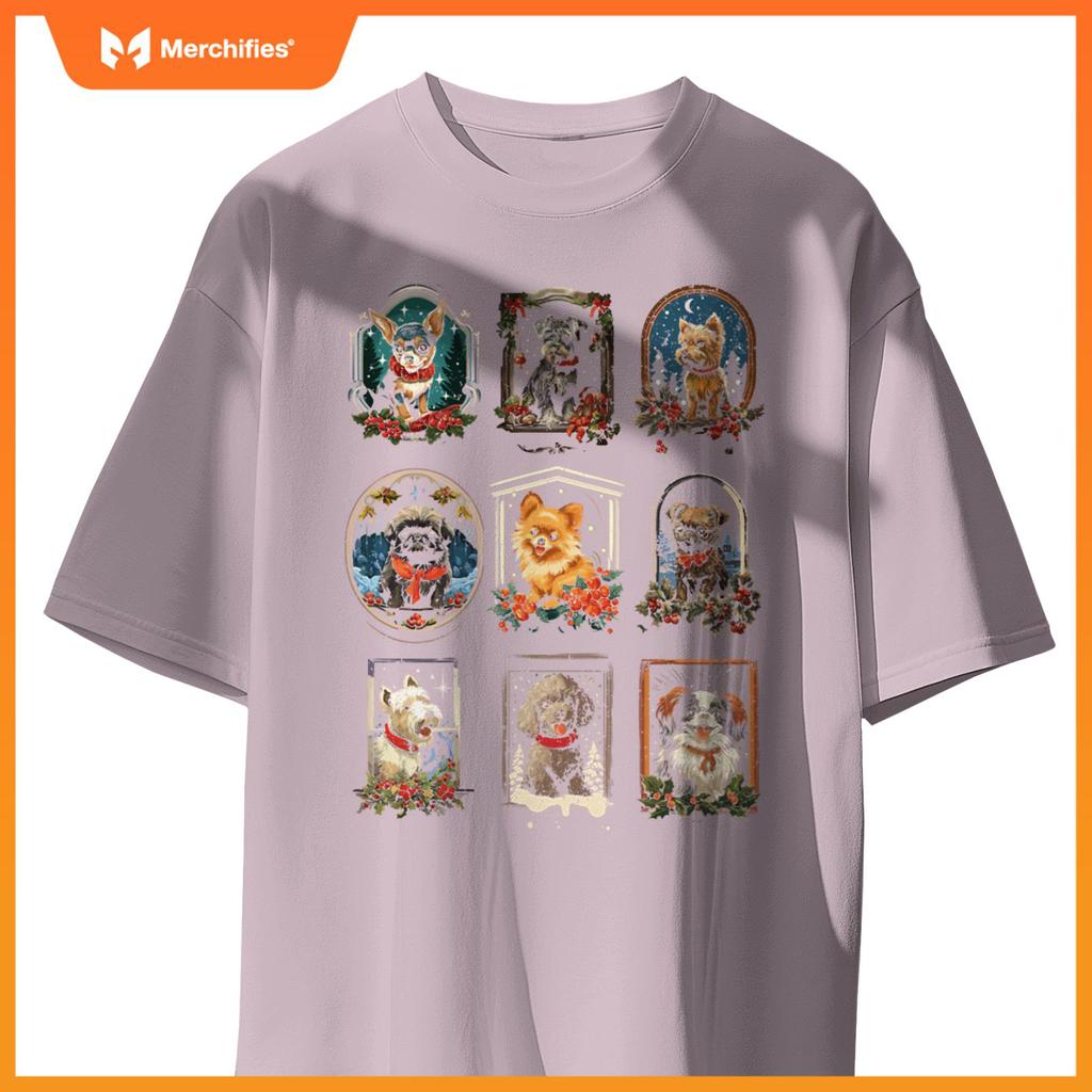Cute Vintage Christmas Dogs T-Shirt