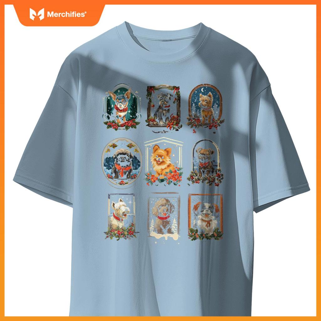 Cute Vintage Christmas Dogs T-Shirt