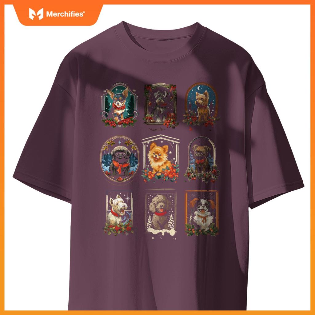 Cute Vintage Christmas Dogs T-Shirt
