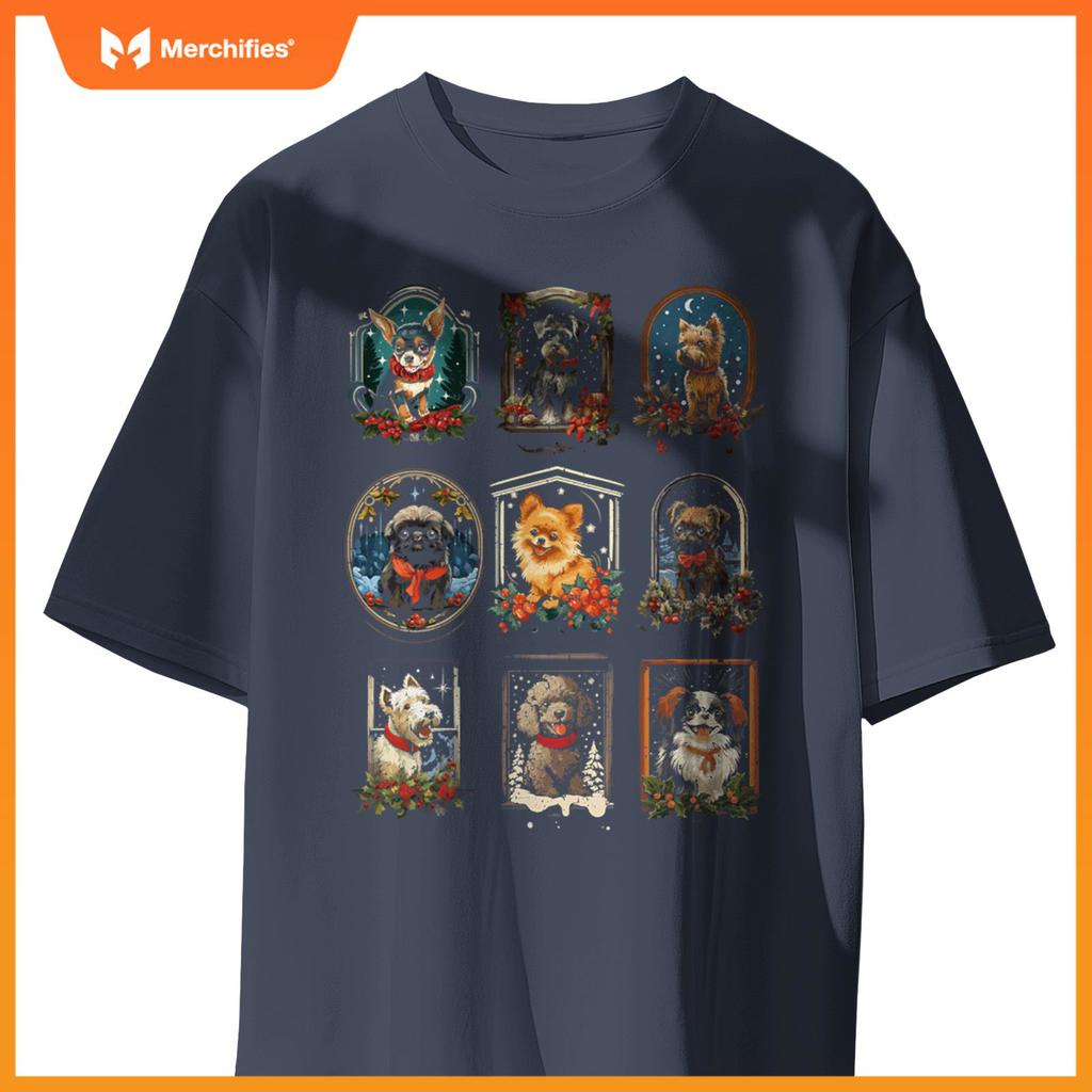 Cute Vintage Christmas Dogs T-Shirt