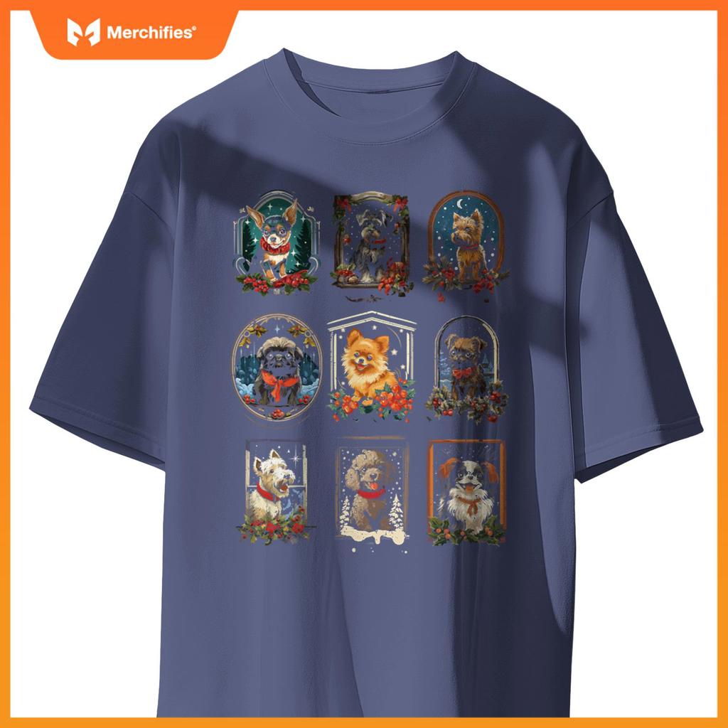 Cute Vintage Christmas Dogs T-Shirt