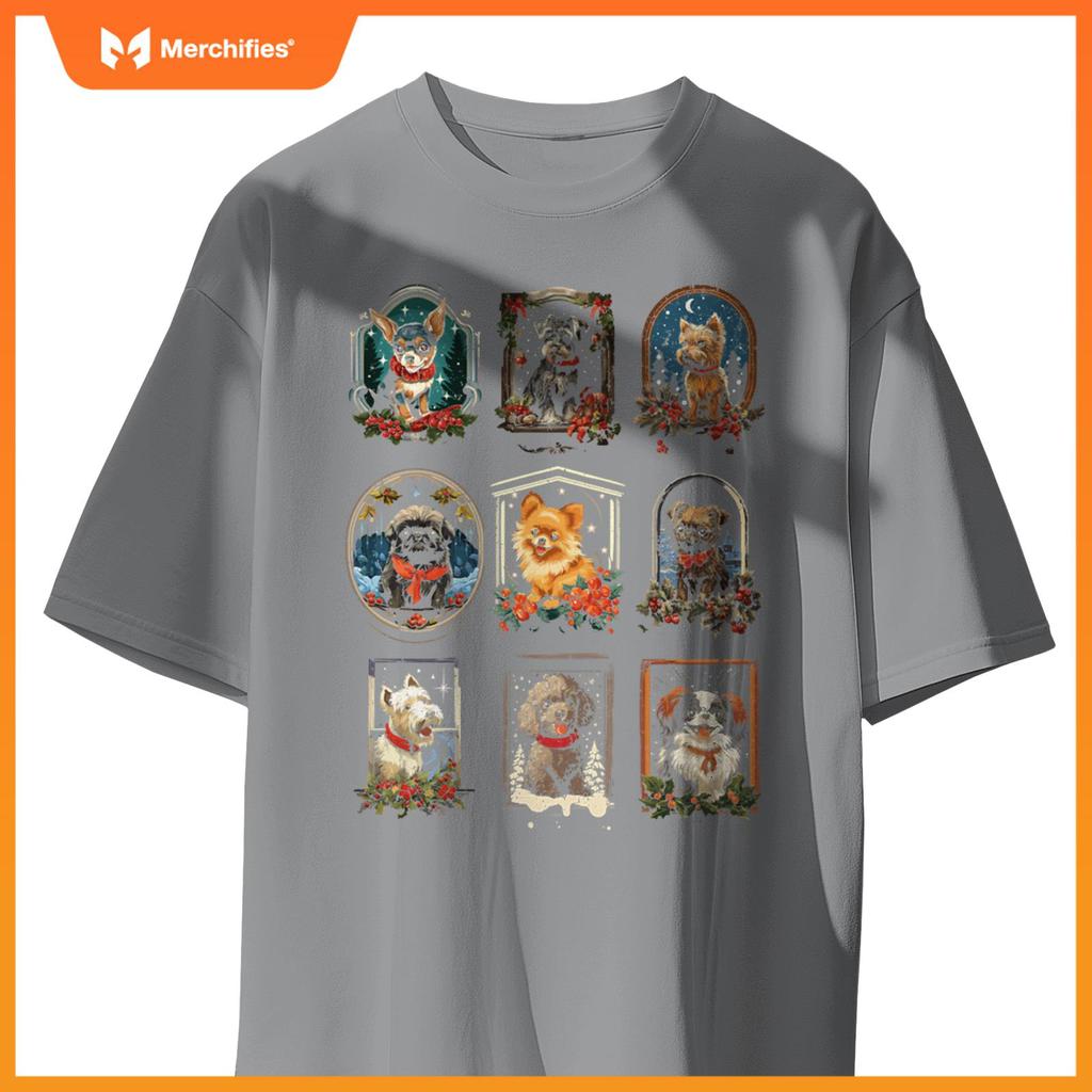 Cute Vintage Christmas Dogs T-Shirt