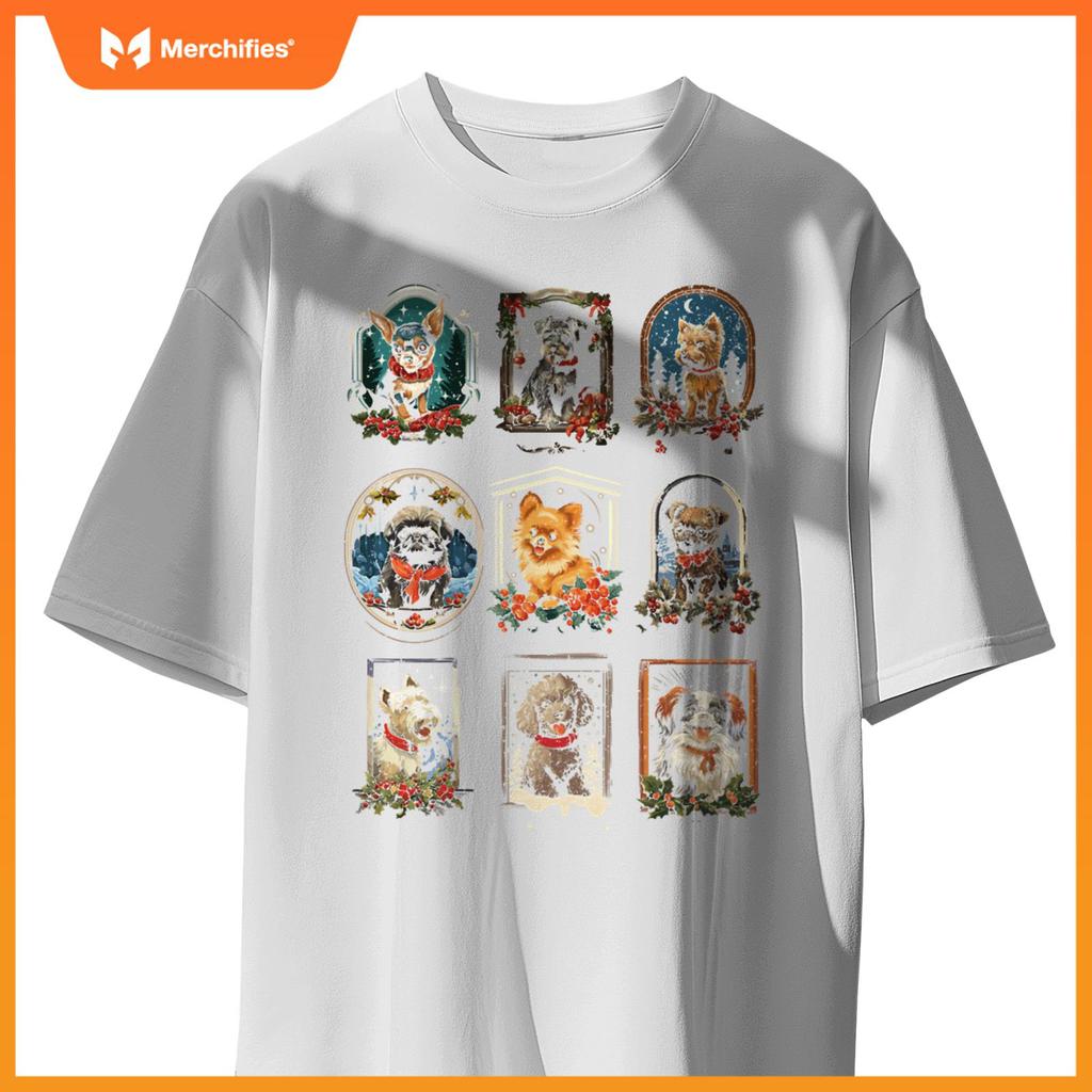 Cute Vintage Christmas Dogs T-Shirt