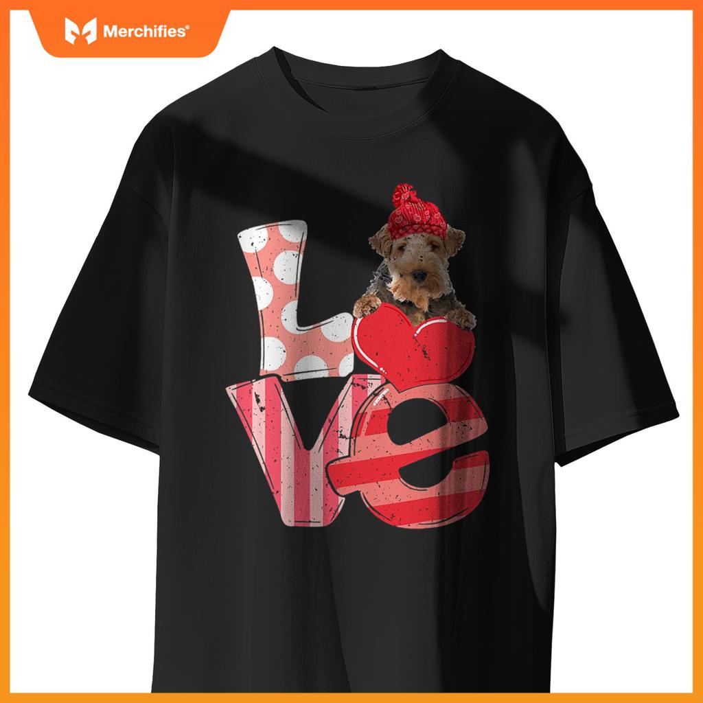 Cute Wire Fox Terrier Valentine LOVE - Dogs Hug Heart Lover T-Shirt