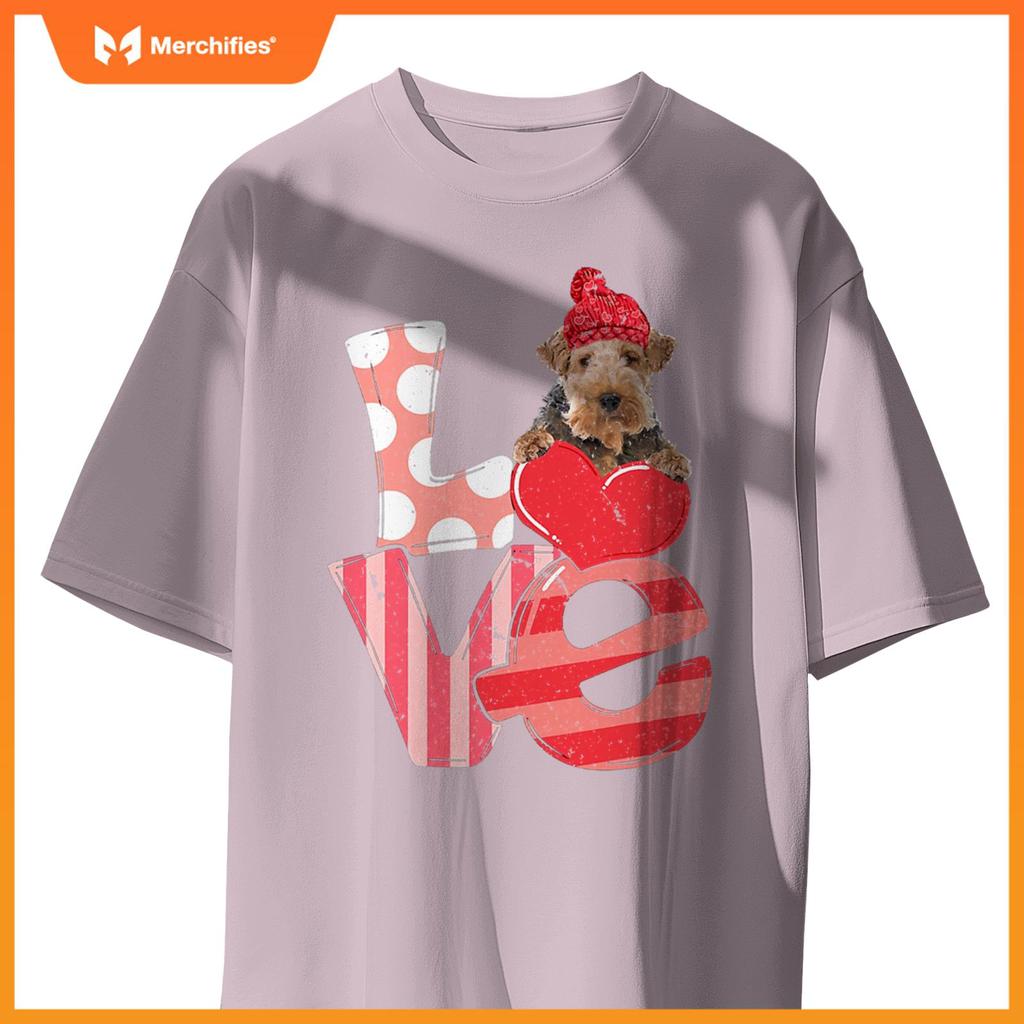 Cute Wire Fox Terrier Valentine LOVE - Dogs Hug Heart Lover T-Shirt