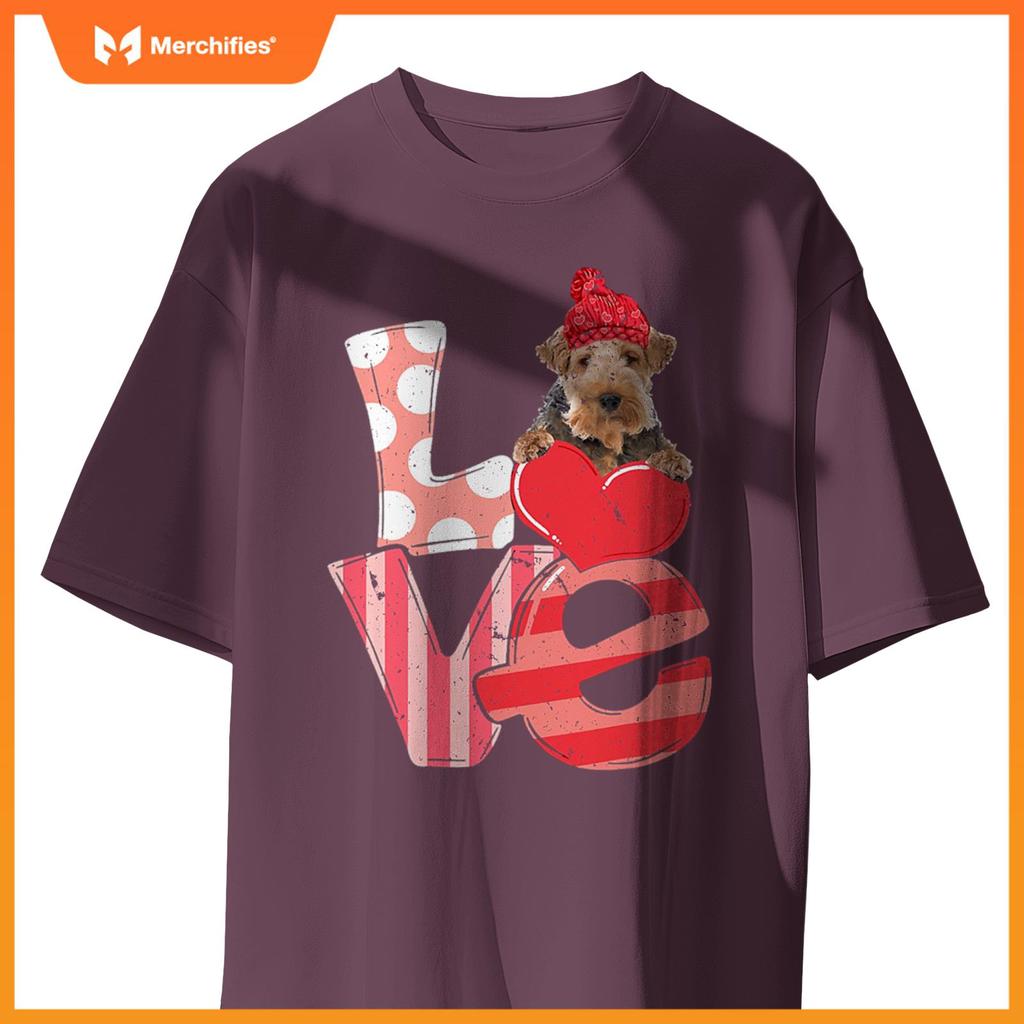 Cute Wire Fox Terrier Valentine LOVE - Dogs Hug Heart Lover T-Shirt