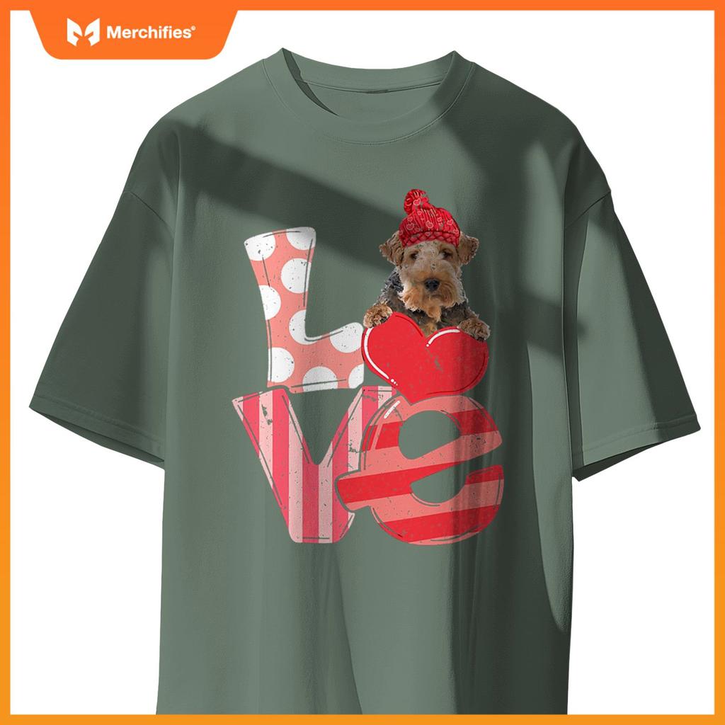 Cute Wire Fox Terrier Valentine LOVE - Dogs Hug Heart Lover T-Shirt