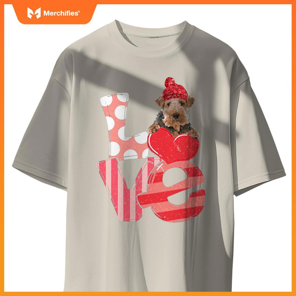 Cute Wire Fox Terrier Valentine LOVE - Dogs Hug Heart Lover T-Shirt