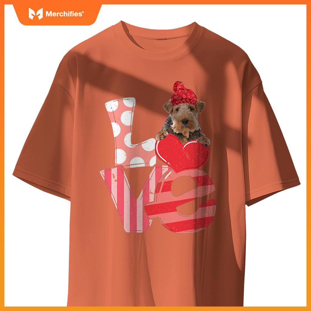 Cute Wire Fox Terrier Valentine LOVE - Dogs Hug Heart Lover T-Shirt