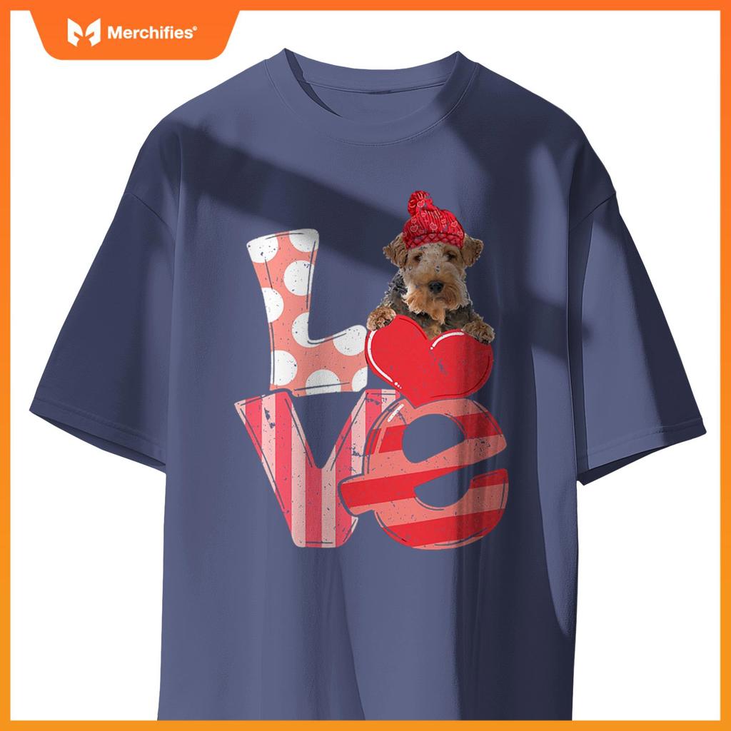 Cute Wire Fox Terrier Valentine LOVE - Dogs Hug Heart Lover T-Shirt