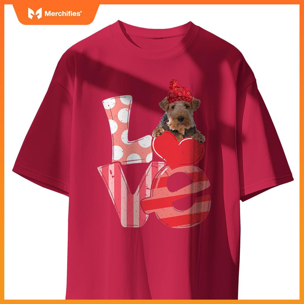 Cute Wire Fox Terrier Valentine LOVE - Dogs Hug Heart Lover T-Shirt