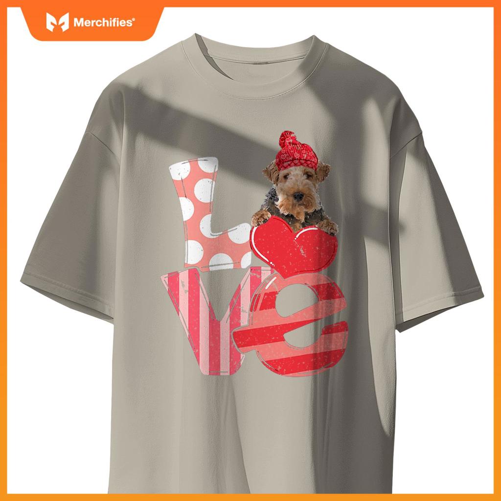 Cute Wire Fox Terrier Valentine LOVE - Dogs Hug Heart Lover T-Shirt
