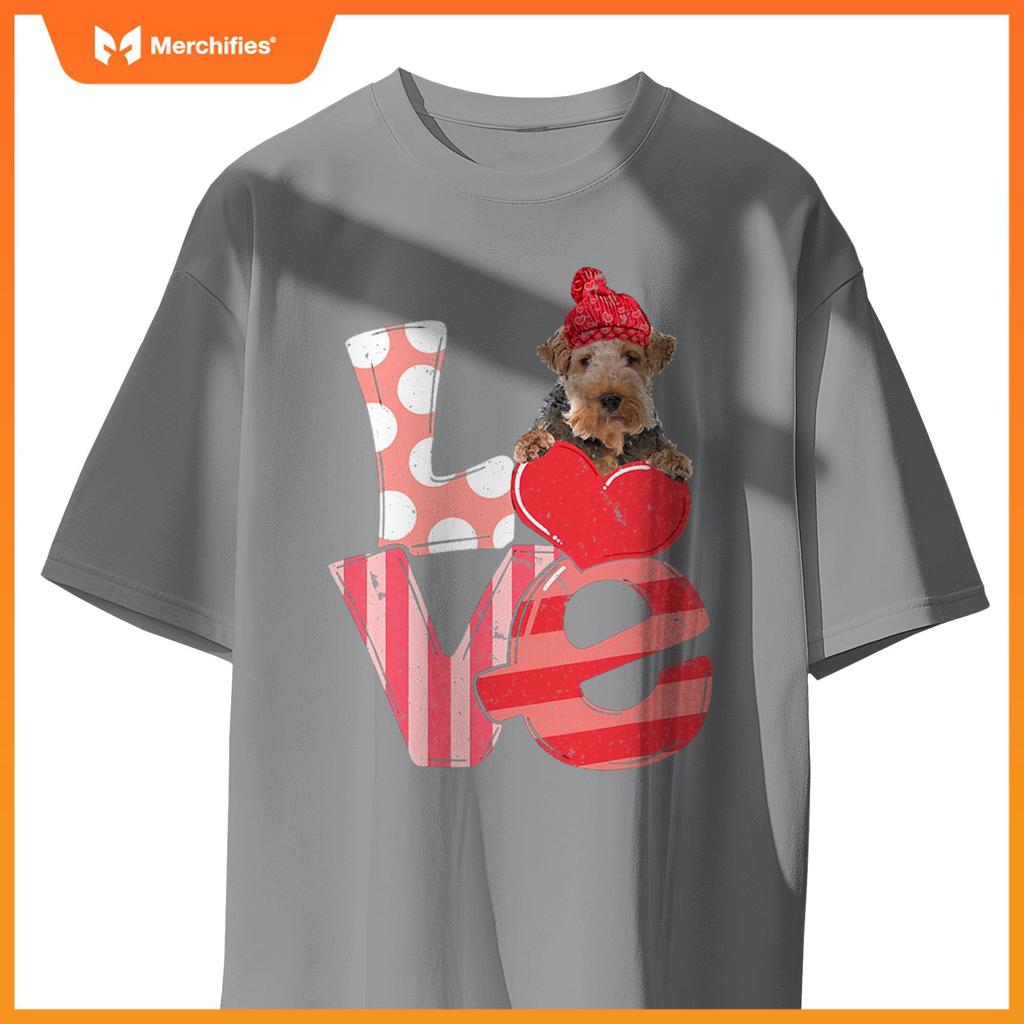 Cute Wire Fox Terrier Valentine LOVE - Dogs Hug Heart Lover T-Shirt