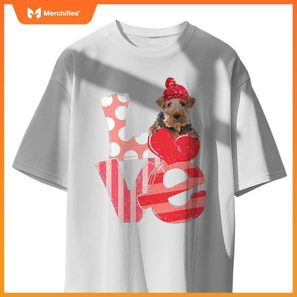 Cute Wire Fox Terrier Valentine LOVE - Dogs Hug Heart Lover T-Shirt