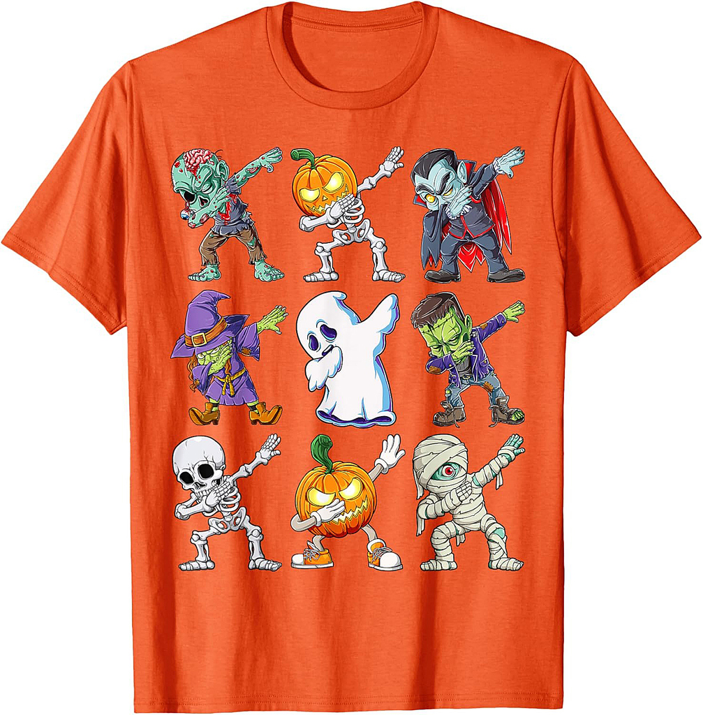 Dabbing Halloween Boys Skeleton Zombie Scary Pumpkin Mummy T-Shirt