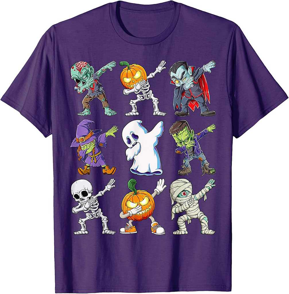 Dabbing Halloween Boys Skeleton Zombie Scary Pumpkin Mummy T-Shirt