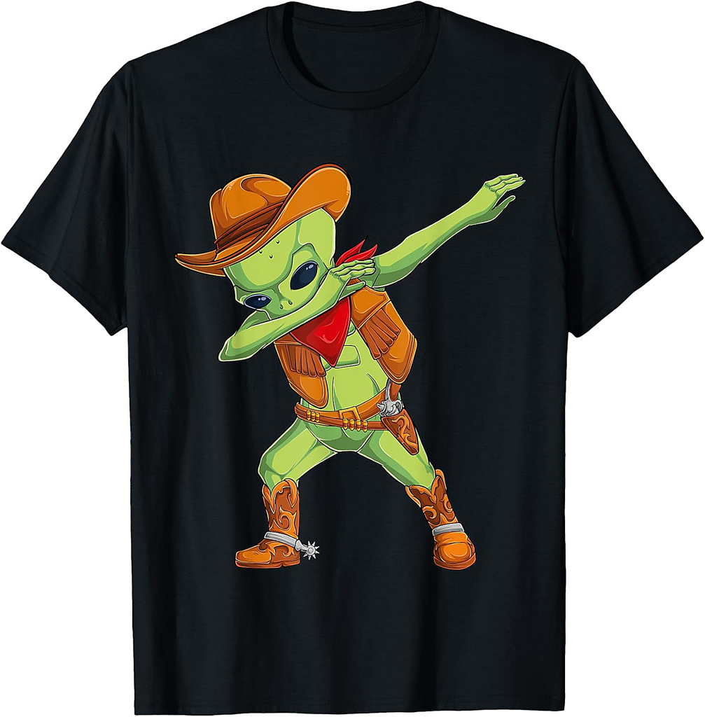 Dabbing alien cowboy costume Halloween kids UFO cosplay men T-Shirt