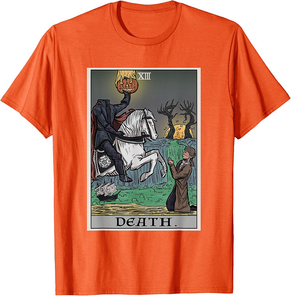Death Tarot Card Headless Horseman Halloween Spooky Gothic T-Shirt