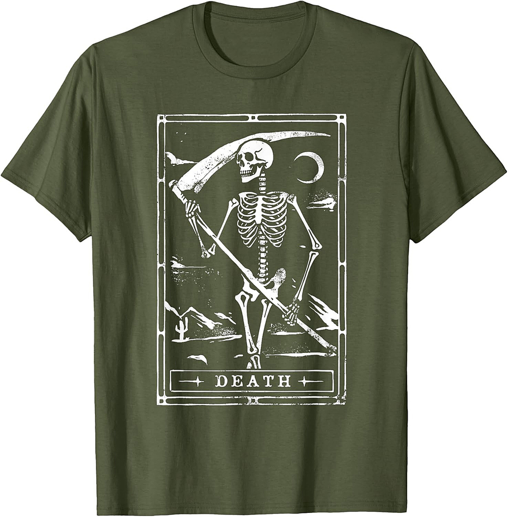 Death Tarot Card Shirt Goth Skeleton Grim Reaper Halloween T-Shirt