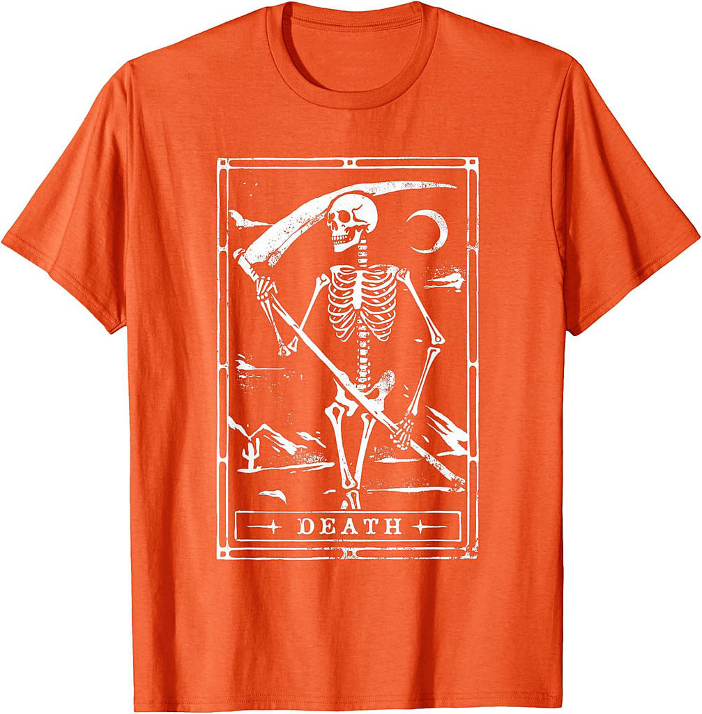 Death Tarot Card Shirt Goth Skeleton Grim Reaper Halloween T-Shirt