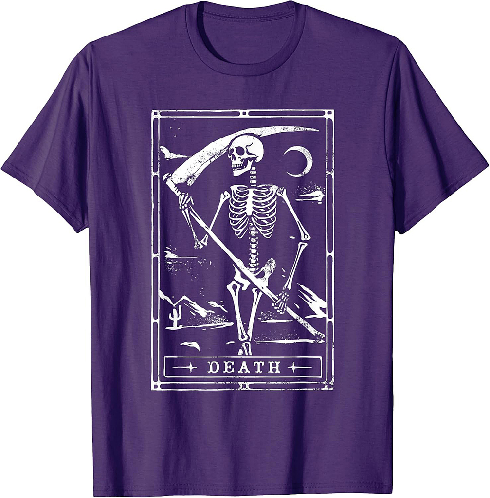 Death Tarot Card Shirt Goth Skeleton Grim Reaper Halloween T-Shirt