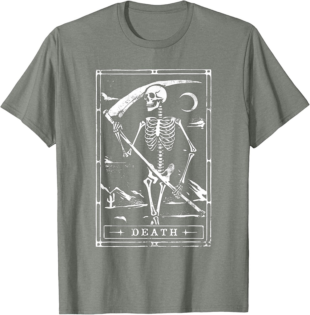 Death Tarot Card Shirt Goth Skeleton Grim Reaper Halloween T-Shirt