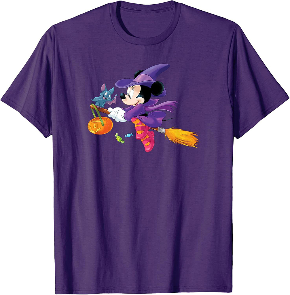 Disney Halloween Minnie Mouse Flying Witch T-Shirt