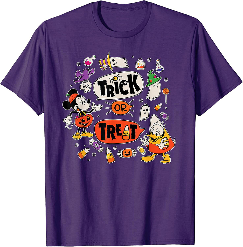 Disney Mickey Mouse Donald Duck Trick or Treat Halloween T-Shirt