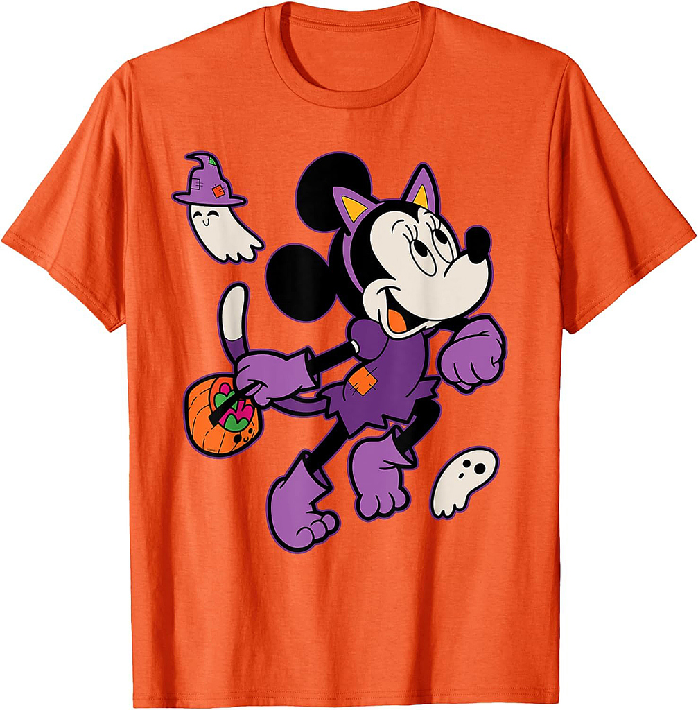 Disney Minnie Mouse in Cat Costume Spooky Cute Halloween Men Women Kids T-Shirt
