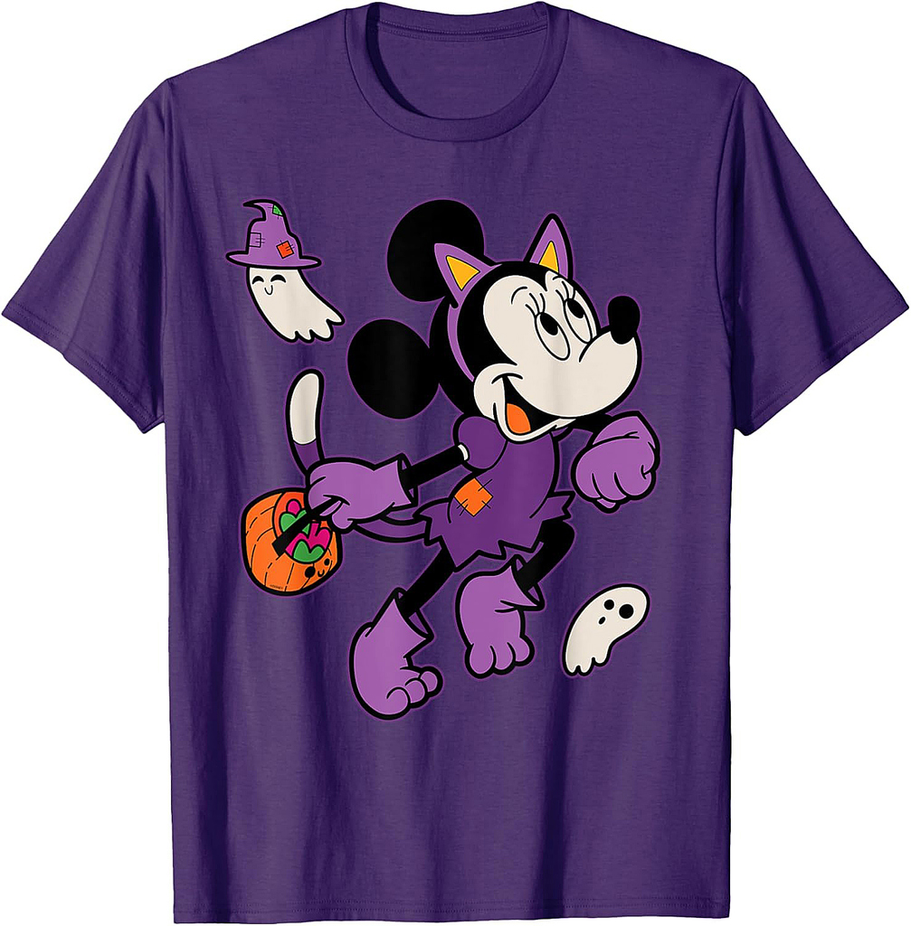 Disney Minnie Mouse in Cat Costume Spooky Cute Halloween Men Women Kids T-Shirt