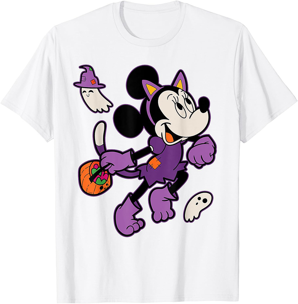 Disney Minnie Mouse in Cat Costume Spooky Cute Halloween Men Women Kids T-Shirt