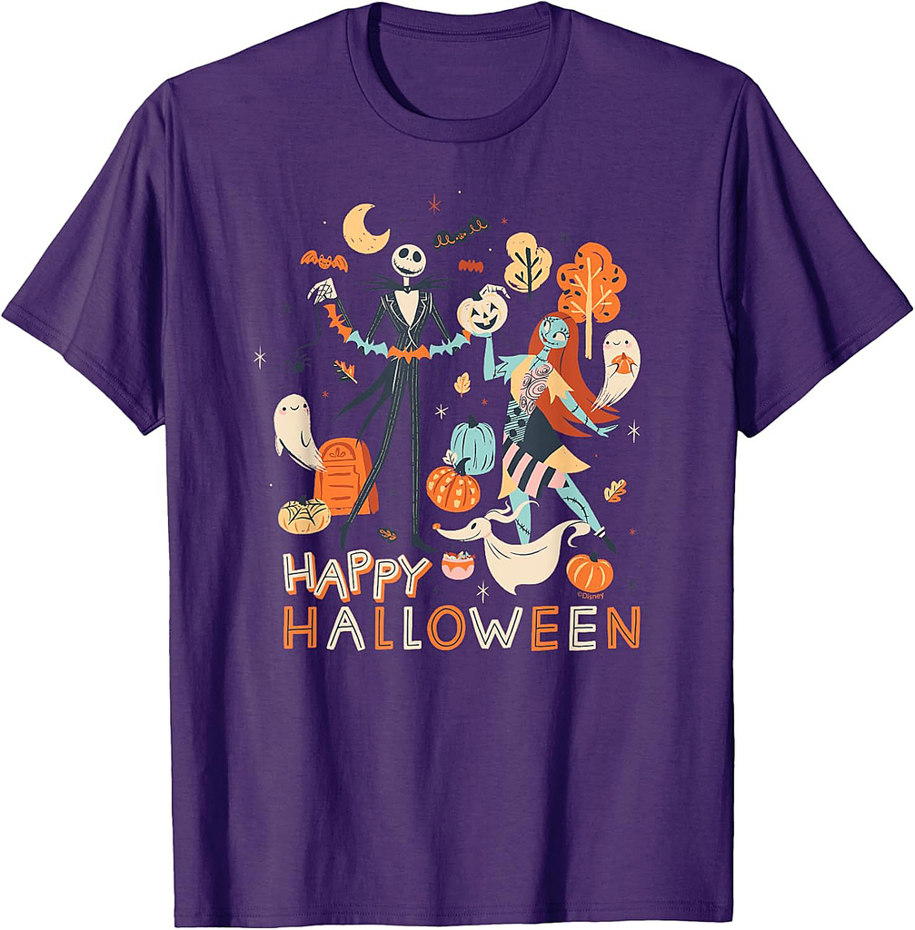 Disney The Nightmare Before Christmas Jack & Sally Halloween T-Shirt