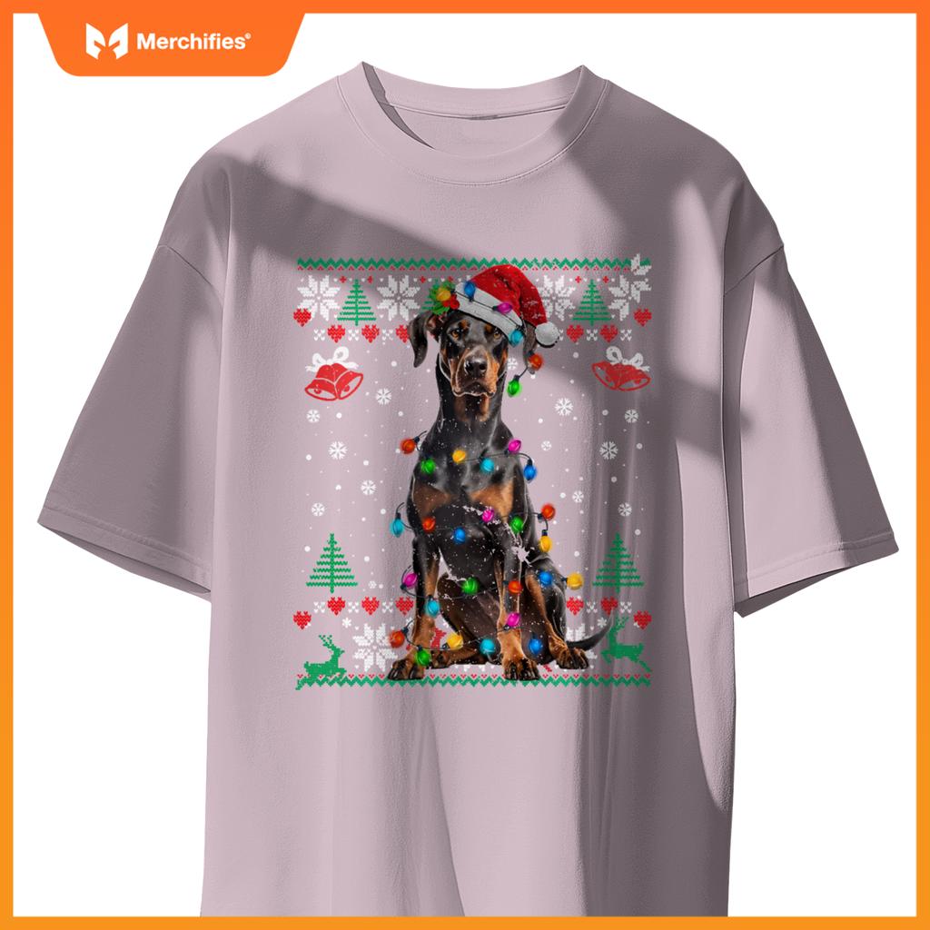 Doberman Christmas Santa Ugly Sweater Dog Lover Xmas T-Shirt