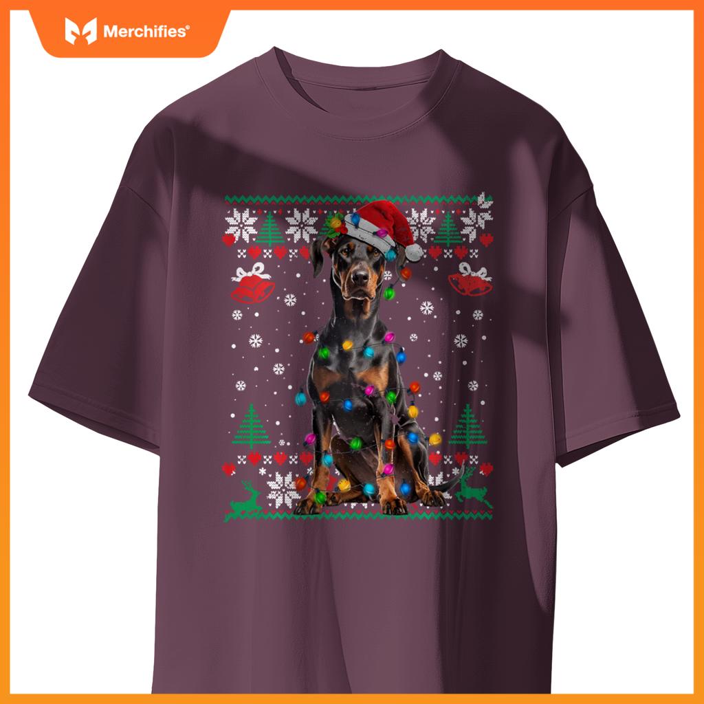 Doberman Christmas Santa Ugly Sweater Dog Lover Xmas T-Shirt