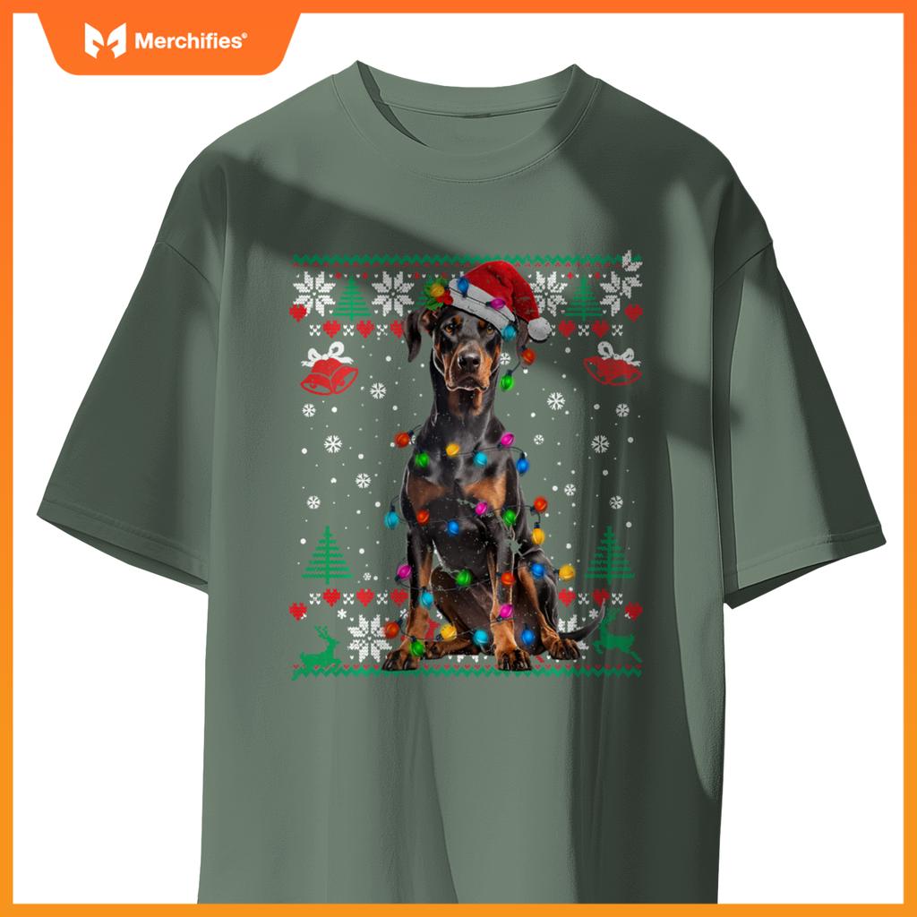 Doberman Christmas Santa Ugly Sweater Dog Lover Xmas T-Shirt