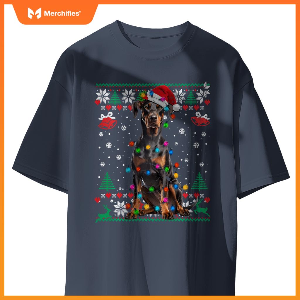 Doberman Christmas Santa Ugly Sweater Dog Lover Xmas T-Shirt