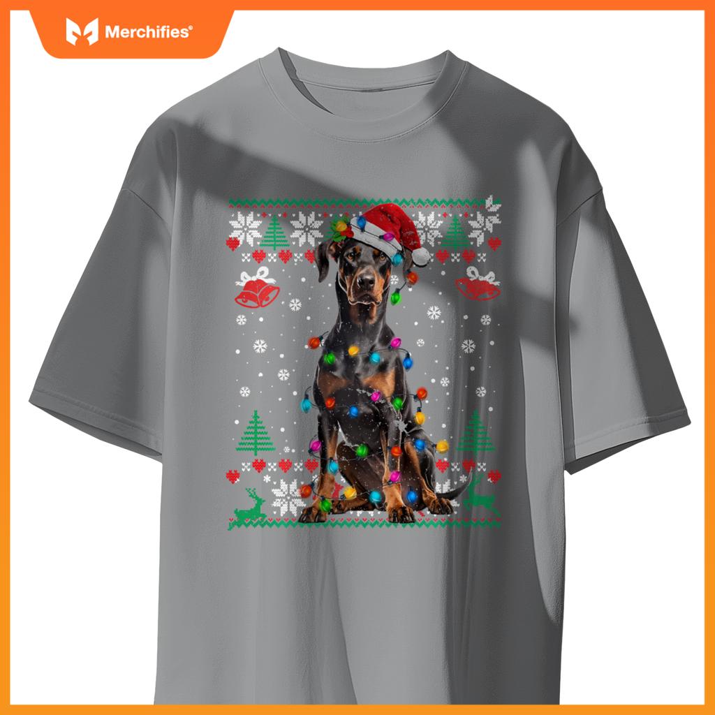 Doberman Christmas Santa Ugly Sweater Dog Lover Xmas T-Shirt