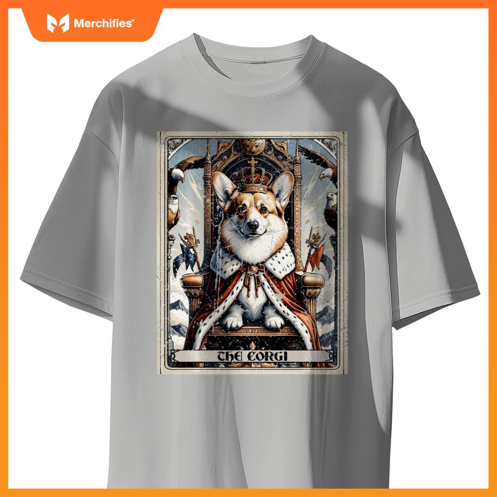 Dog Tarot Card Emperor Empress King Queen Crown Corgi T-Shirt