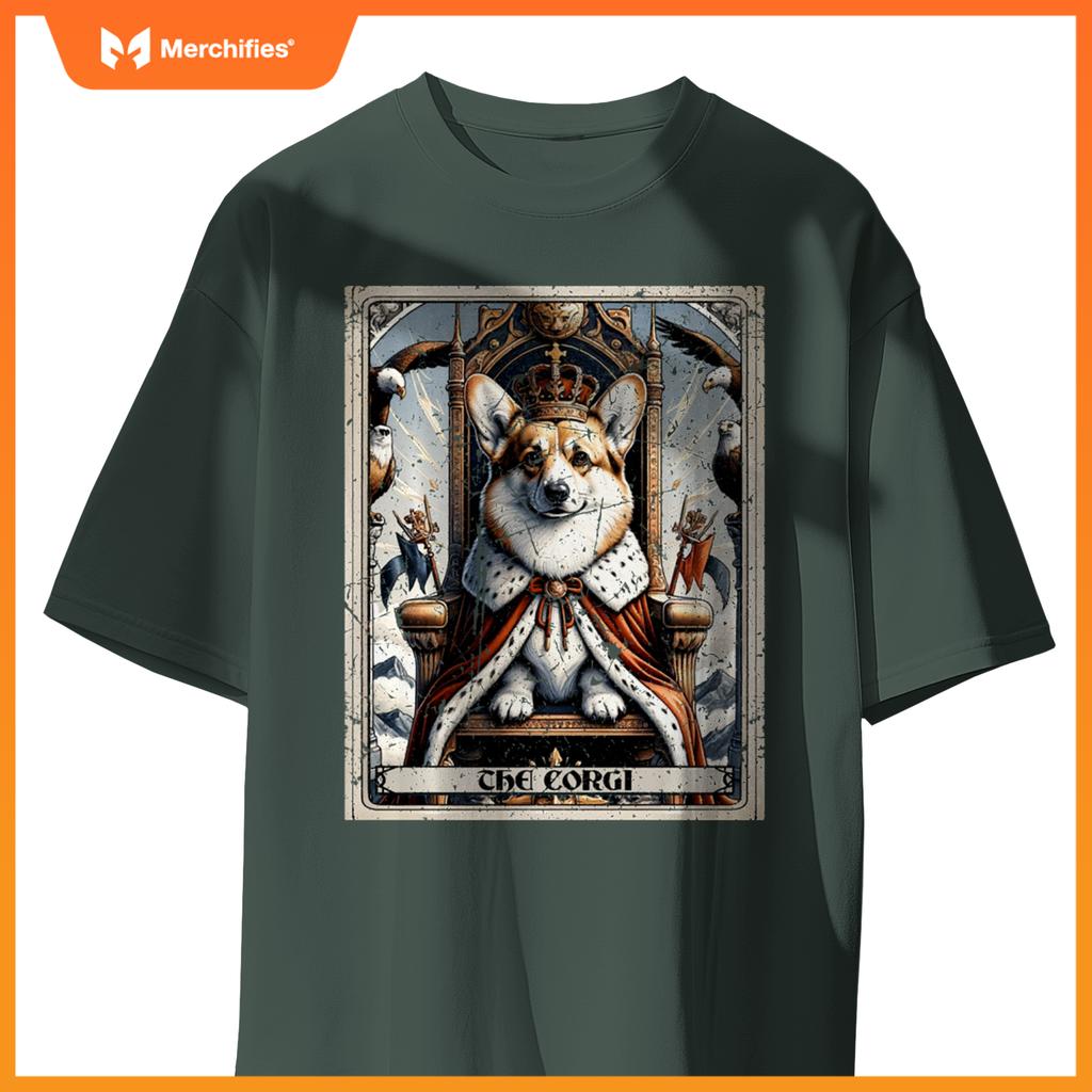 Dog Tarot Card Emperor Empress King Queen Crown Corgi T-Shirt