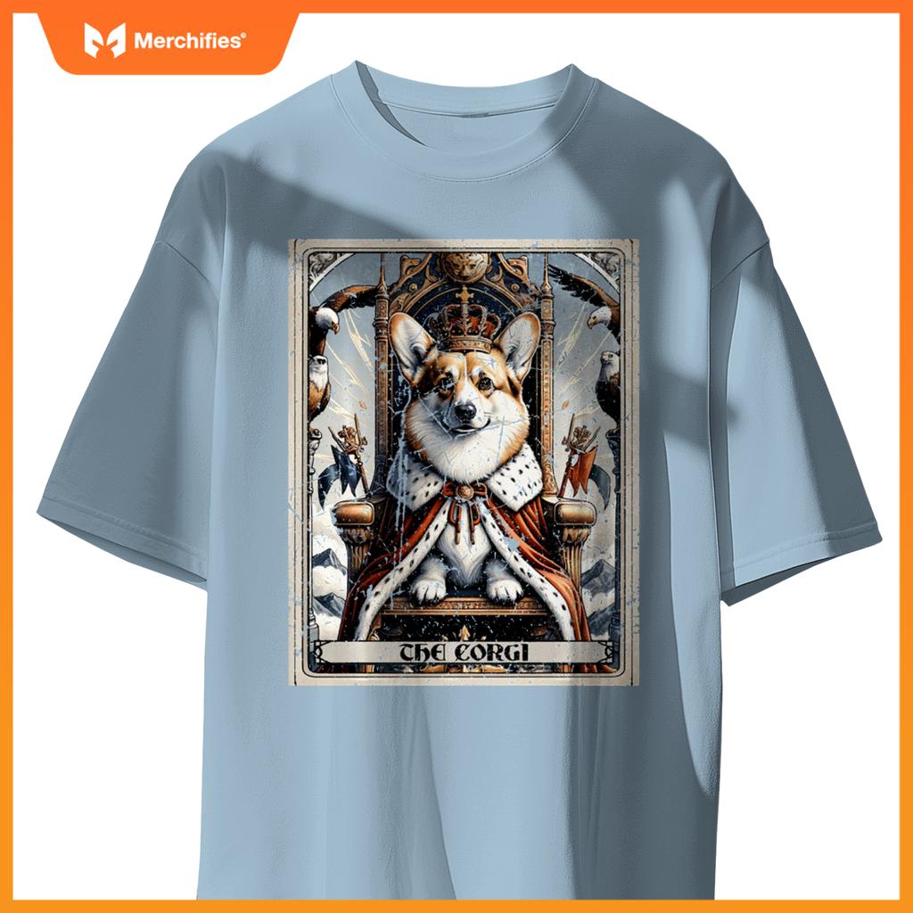 Dog Tarot Card Emperor Empress King Queen Crown Corgi T-Shirt