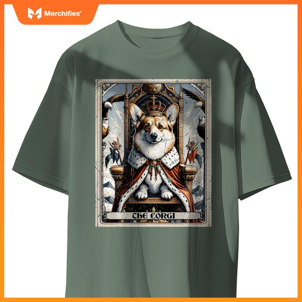 Dog Tarot Card Emperor Empress King Queen Crown Corgi T-Shirt