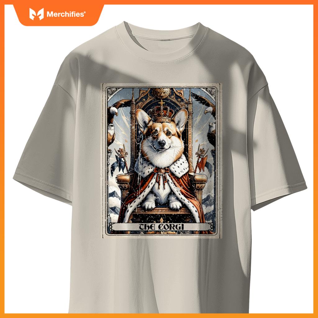 Dog Tarot Card Emperor Empress King Queen Crown Corgi T-Shirt