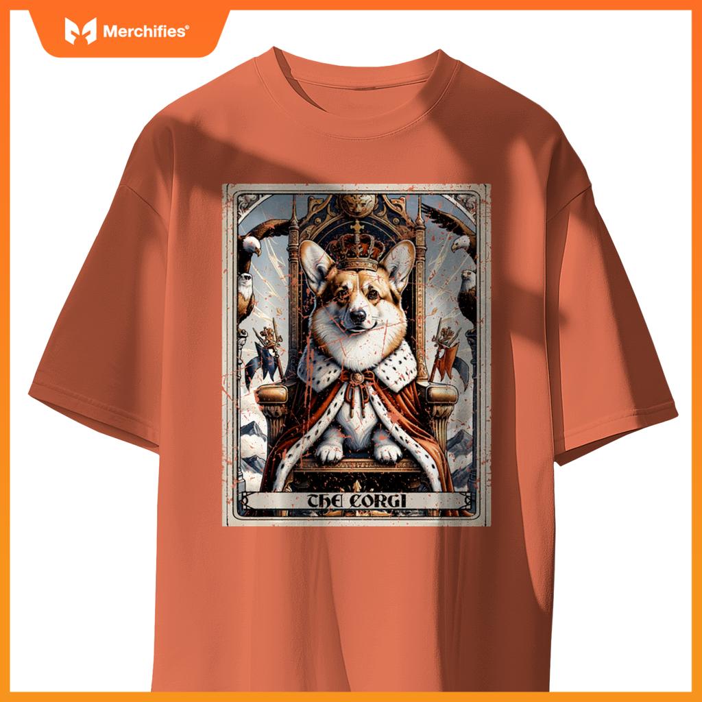 Dog Tarot Card Emperor Empress King Queen Crown Corgi T-Shirt