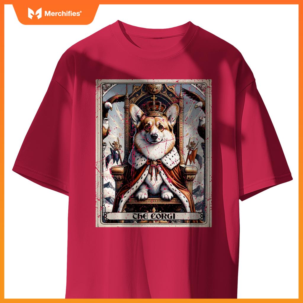 Dog Tarot Card Emperor Empress King Queen Crown Corgi T-Shirt
