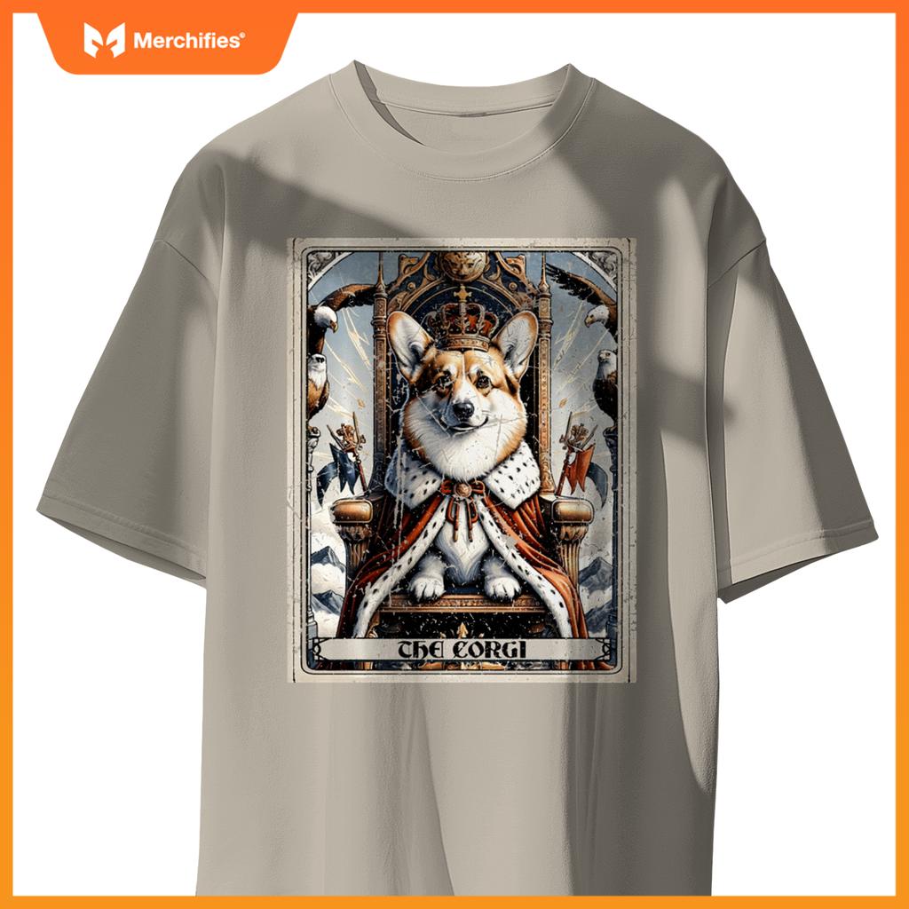 Dog Tarot Card Emperor Empress King Queen Crown Corgi T-Shirt
